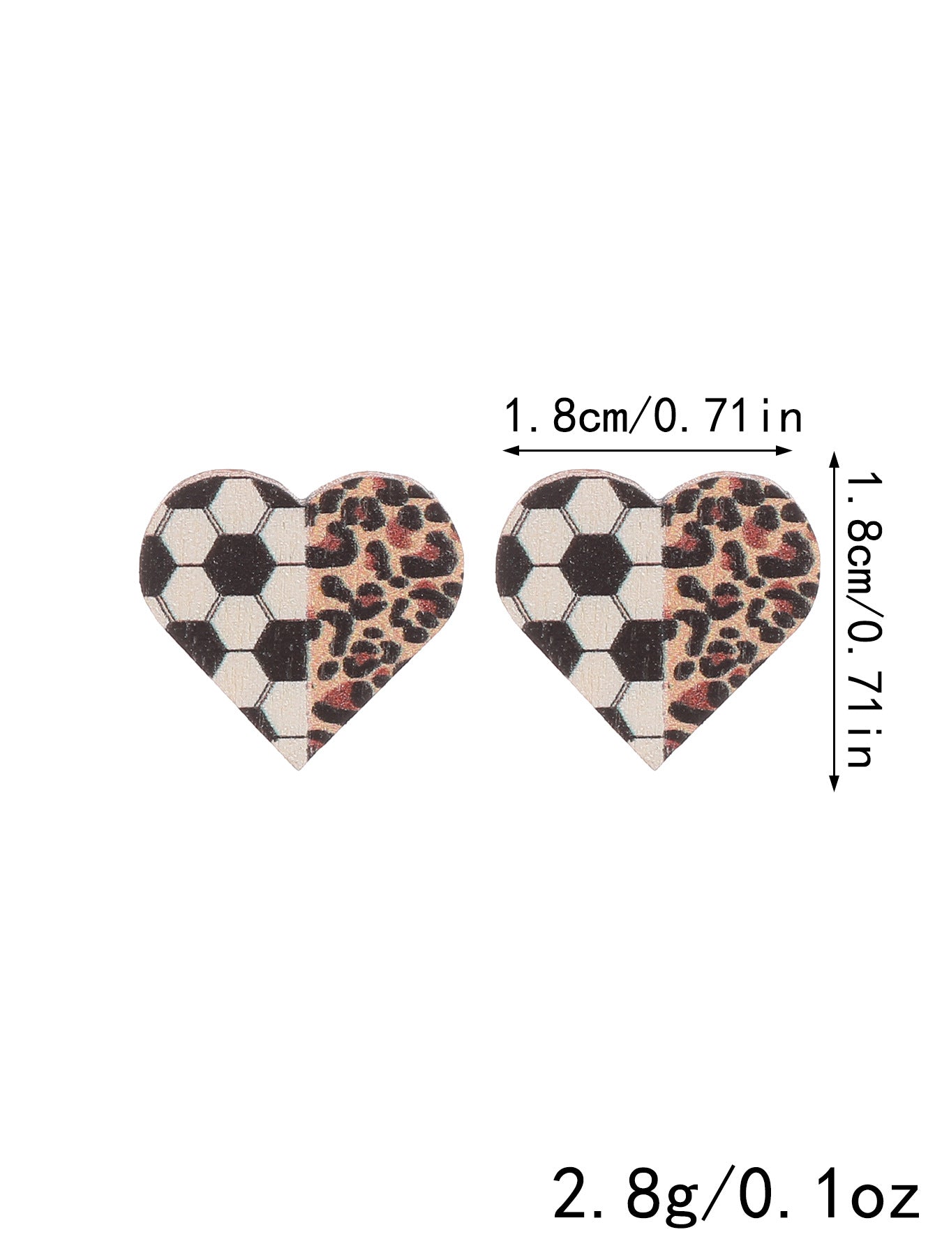 Wholesale Leopard print sports style heart cute wooden earrings